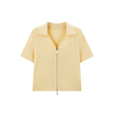 Women's Breathable Collared Knit Short-Sleeve Cardigan